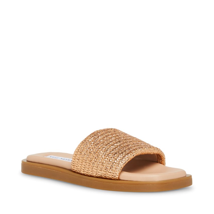 Gold Steve Madden Leigh Rose Women\'s Slides | PH 6509JW16